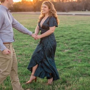 Green leopard wrap dress
